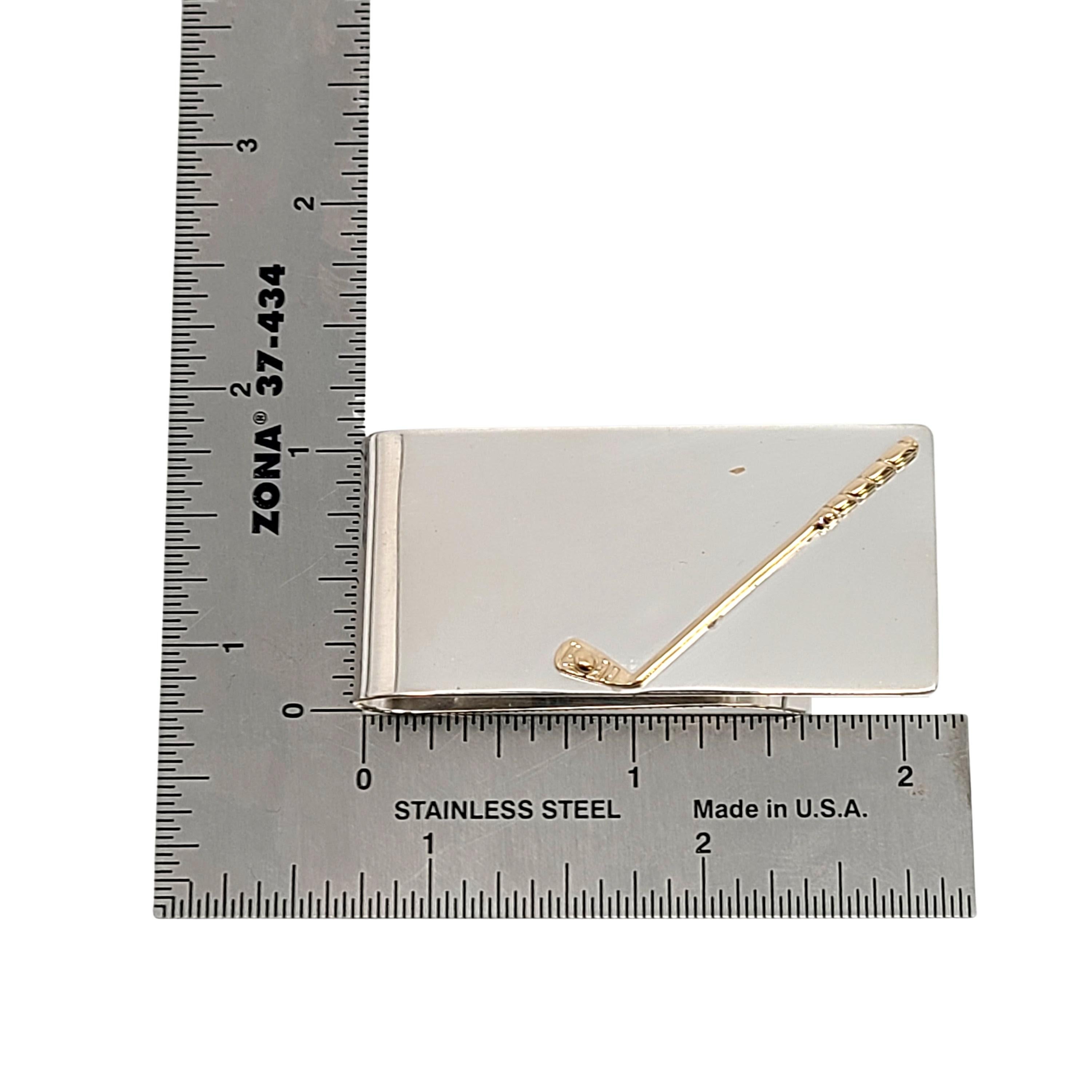 Leonore Doskow Sterling Silver 14K Yellow Gold Golf Club Money Clip In Good Condition In Washington Depot, CT