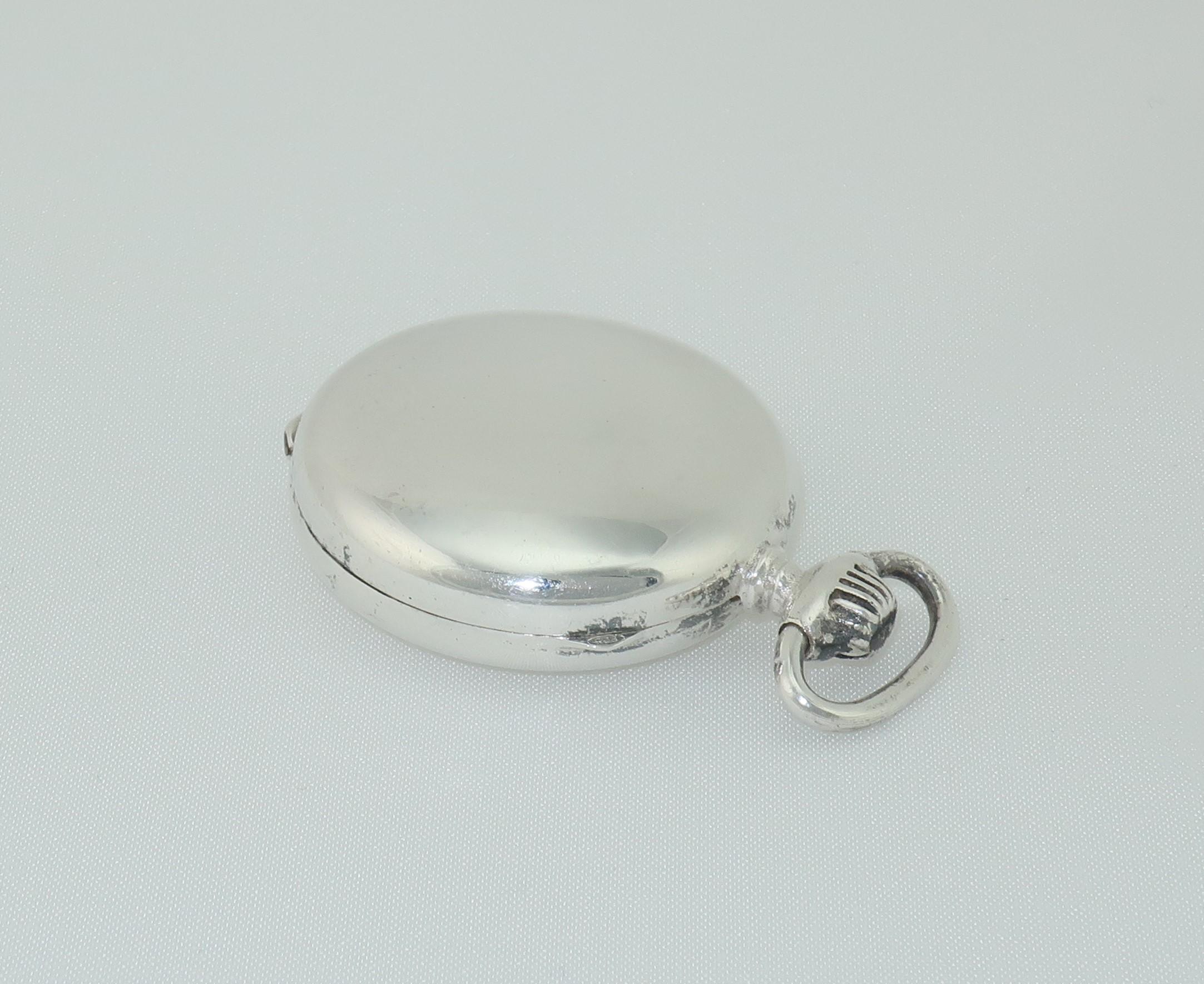 Modernist Leonore Doskow Sterling Silver Pocket Watch Pill Box Locket