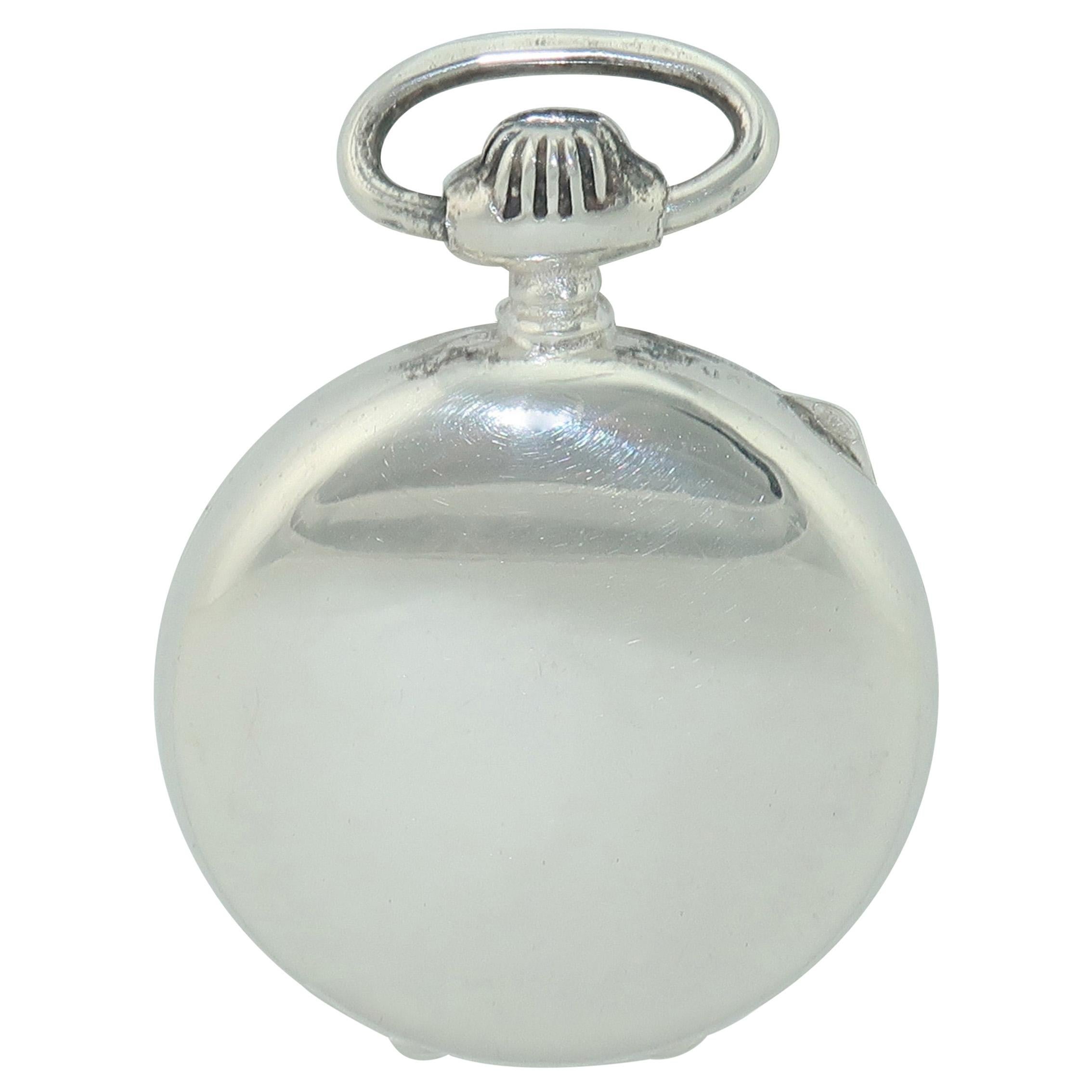 Leonore Doskow Sterling Silver Pocket Watch Pill Box Locket