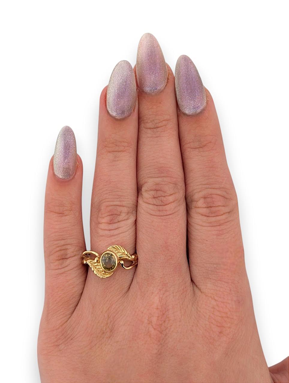 Bold, radiant, and effortlessly sophisticated — the Leontine sapphire ring is a true symbol of grace and power. Set in 14k yellow gold, this handcrafted piece showcases the timeless beauty of a deep blue sapphire, making it the perfect accessory for