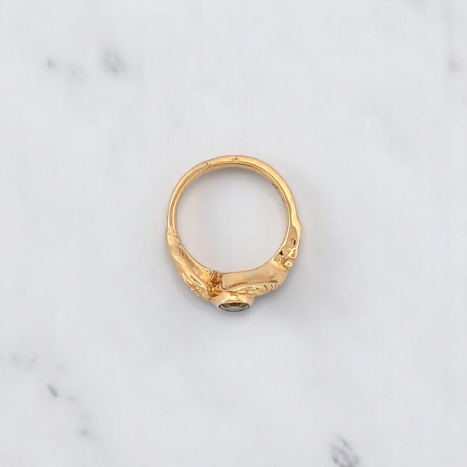Moderne Leontine 14k Yellow Gold Sapphire Ring Size 7.5 Elegant Blue Gemstone Ring en vente