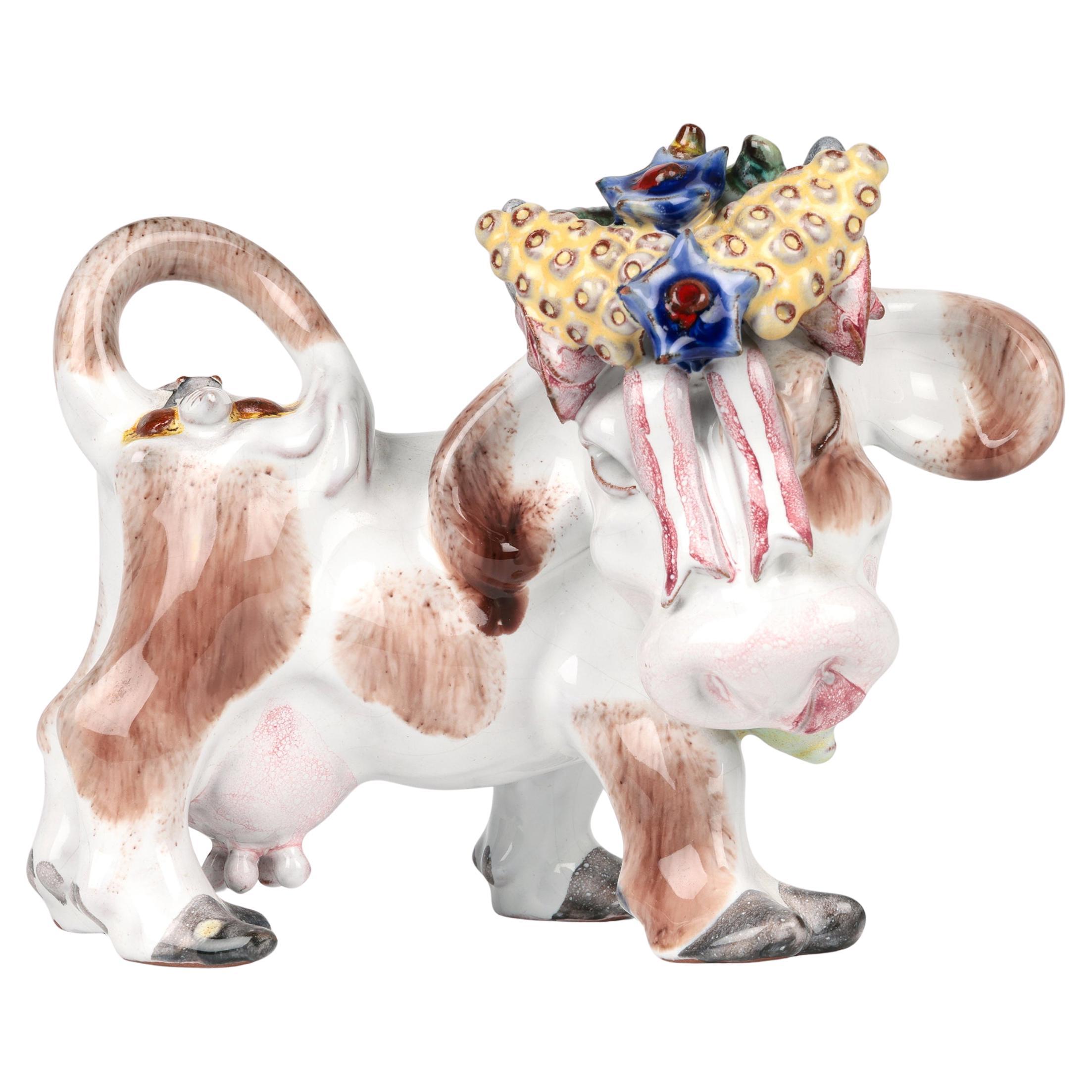 Leopald Anzengruber Keramiek Wien Earthenware Cow Figure For Sale