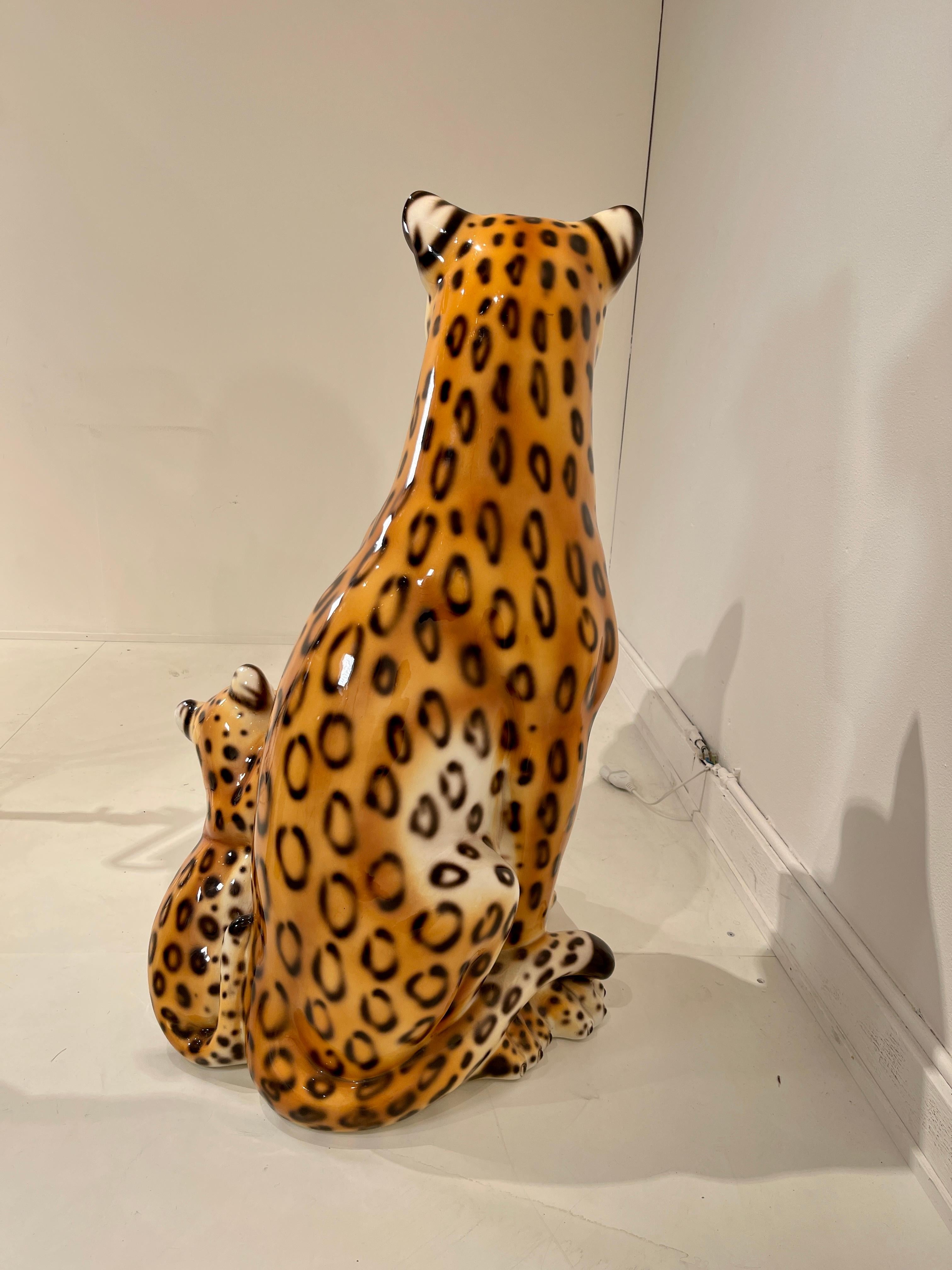 Mid-Century Modern Leopard and Her Cubs by Capo Di Monte