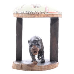 Leopard batonga stool, hand made in South Africa