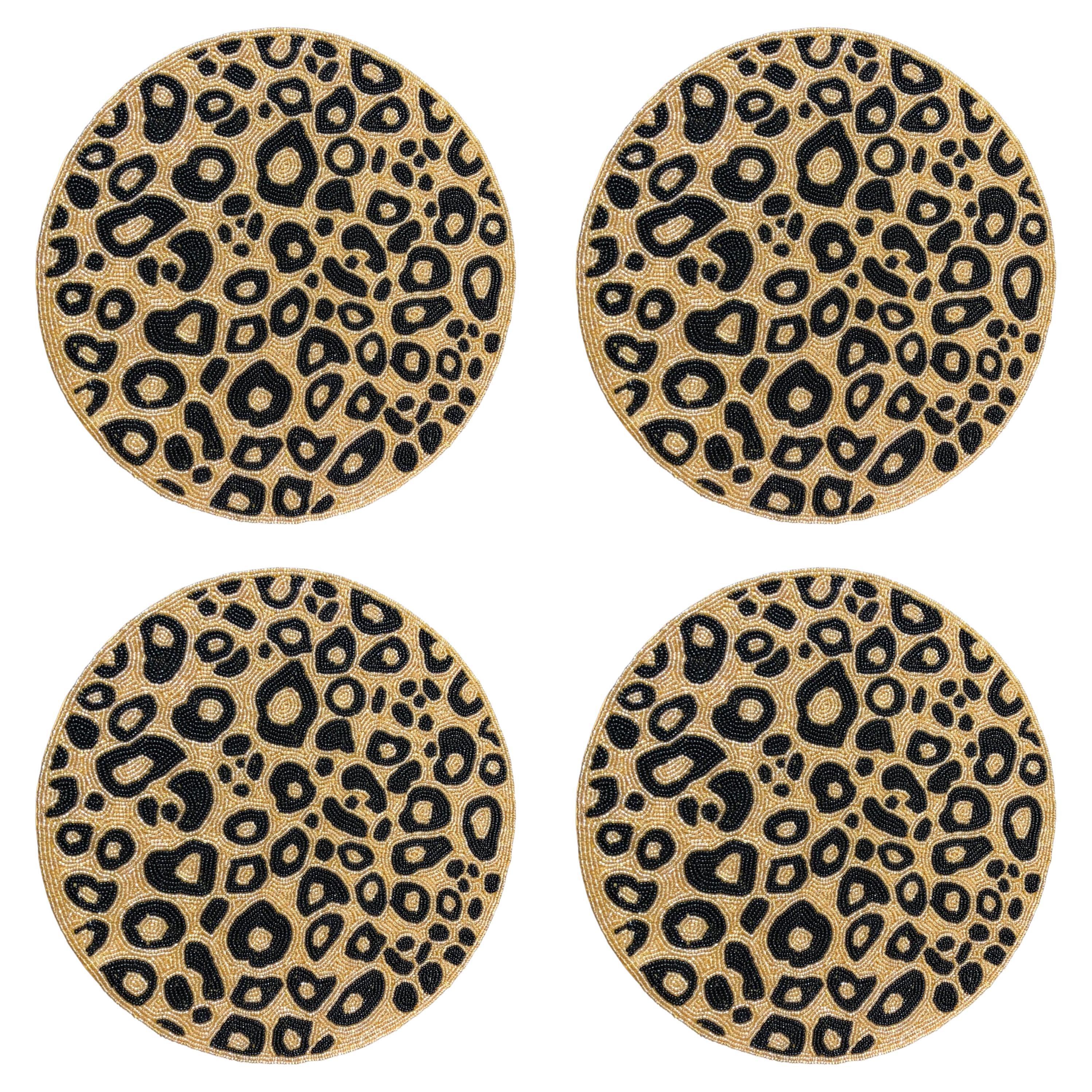 Set de 4 sets de table en perles léopard