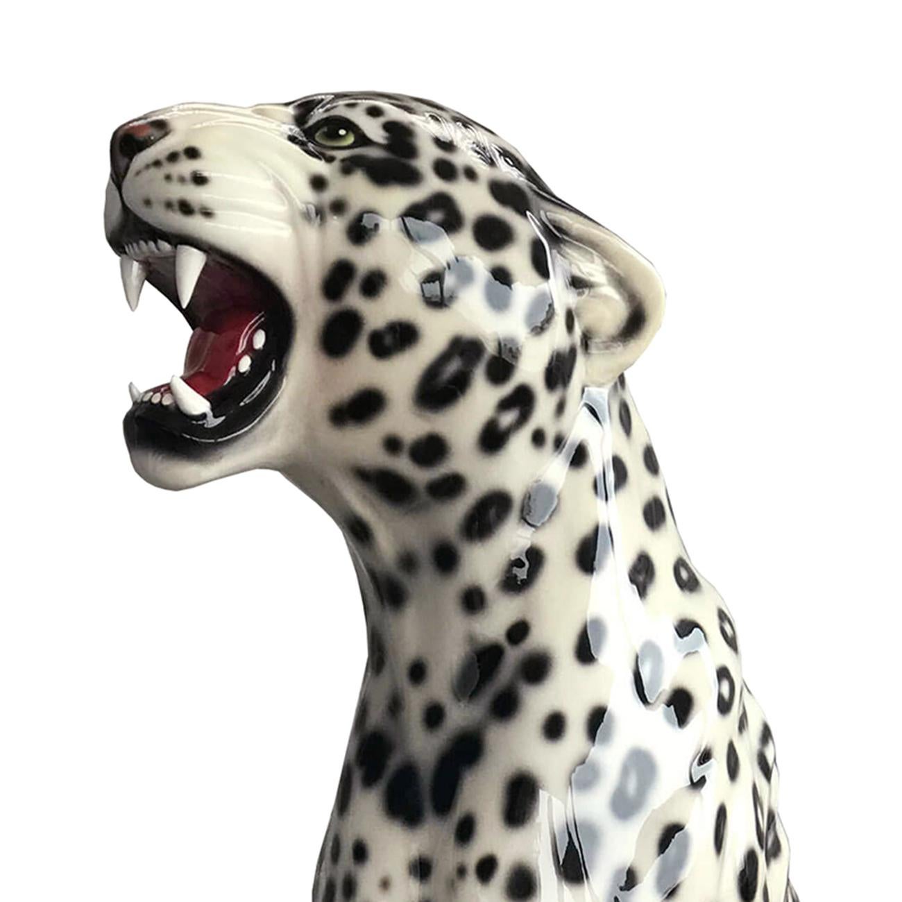 Italian Leopard Black and White Left Sculpture For Sale