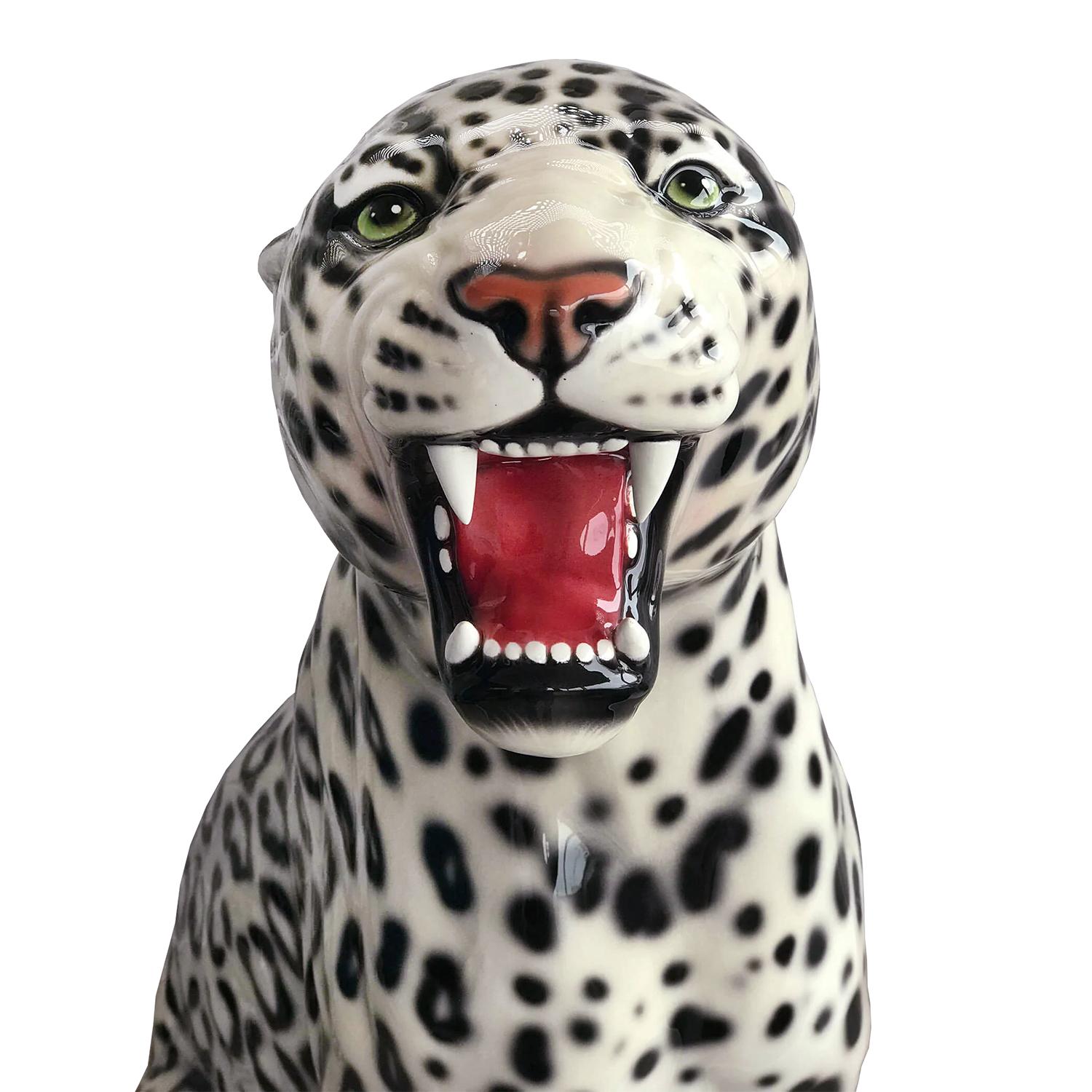 Leopard Black and White Left Sculpture For Sale 1
