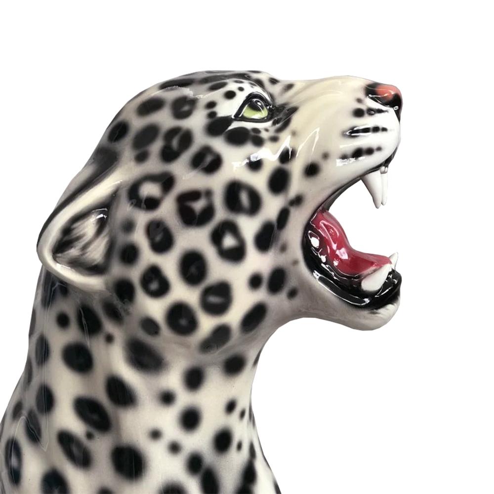 Sculpture lopard noire et blanche  droite en vente 1