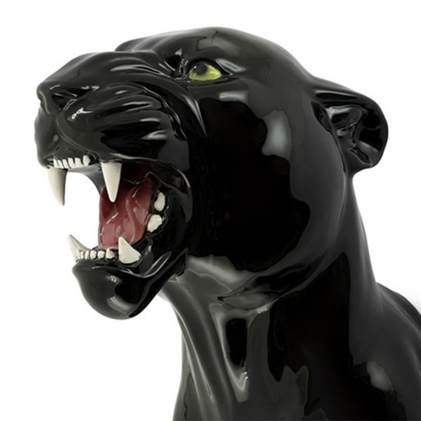 Schwarze Leoparden-Wandschmuck aus Keramik im Zustand „Neu“ im Angebot in Paris, FR