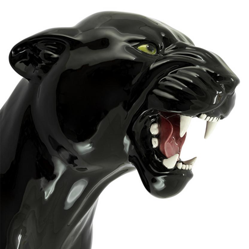 Leopard Black Wall Decoration in Ceramic For Sale 1