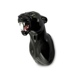 Leopard Black Wall Sculpture in Ceramic