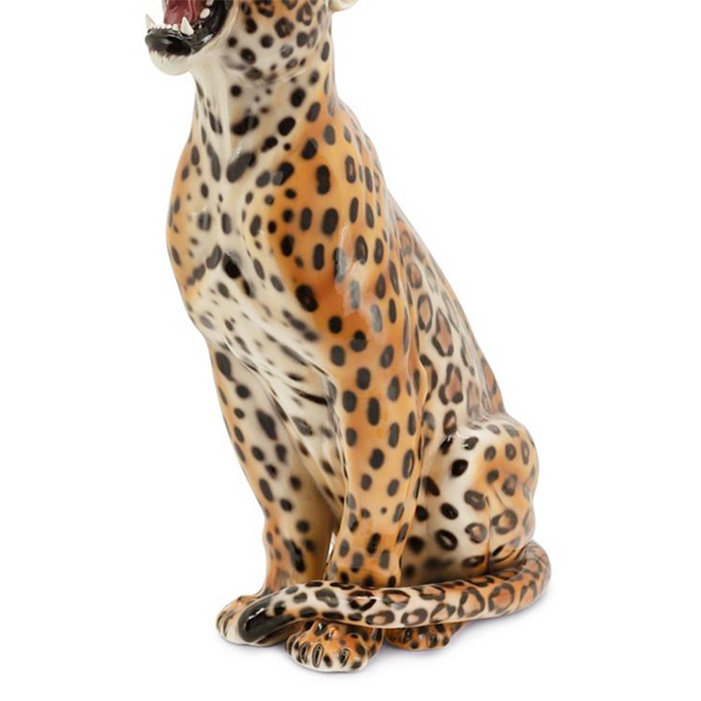 Leoparden-Kerzenhalter-Skulptur (Handbemalt) im Angebot