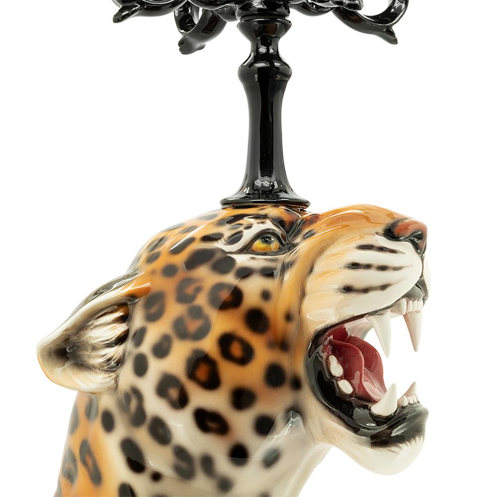 Leopard Candleholder Sculpture In New Condition For Sale In Paris, FR