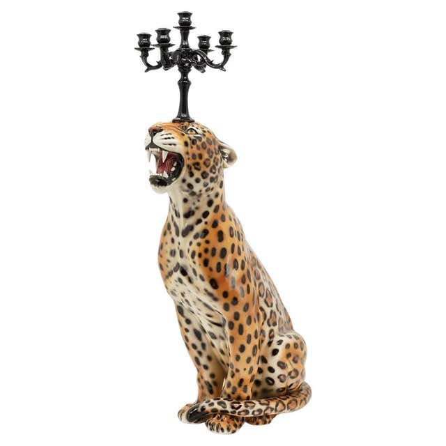 Leopard Laying Sculpture in Porcelain For Sale at 1stDibs | porcelain ...