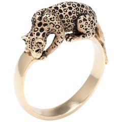 Vintage Leopard Cat Ring  14 Karat Gold Fine Animal Jewelry Heirloom