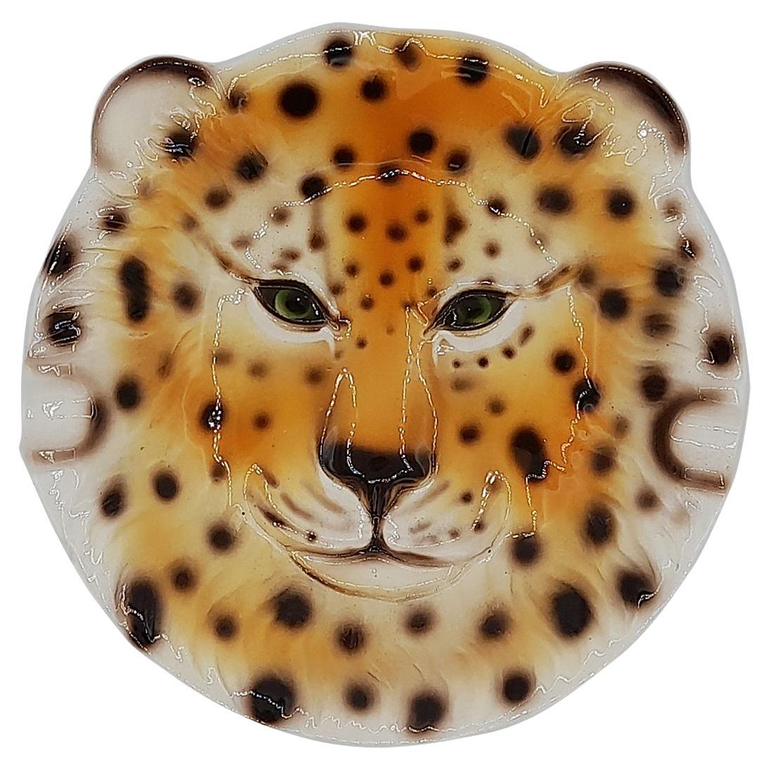 Posacenere in ceramica leopardata dipinto a mano e realizzato a mano in Italia