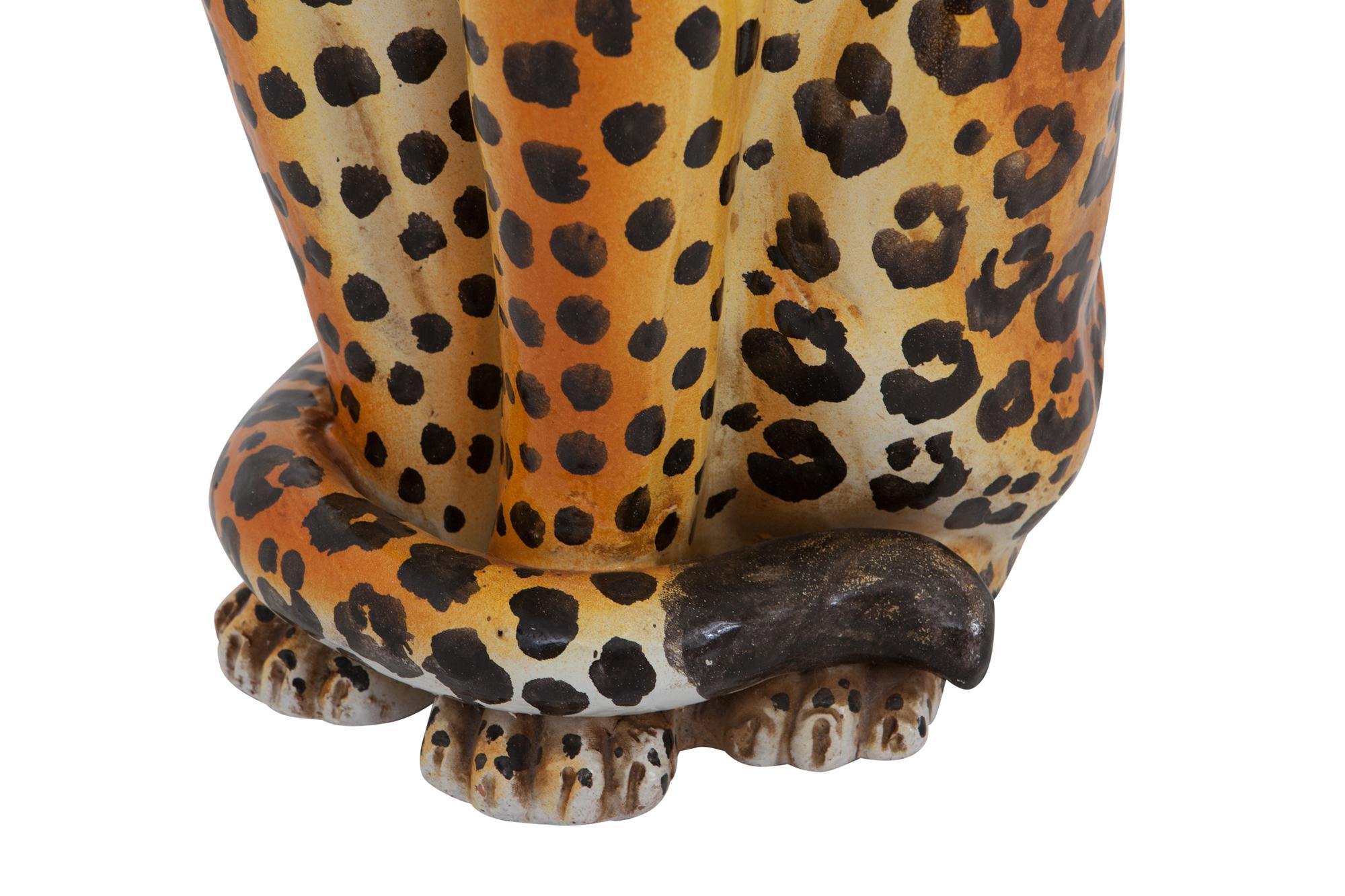 Leopard Ceramic Hand-Painted Sculptures from Italy, 1950s In Good Condition In Antwerp, BE