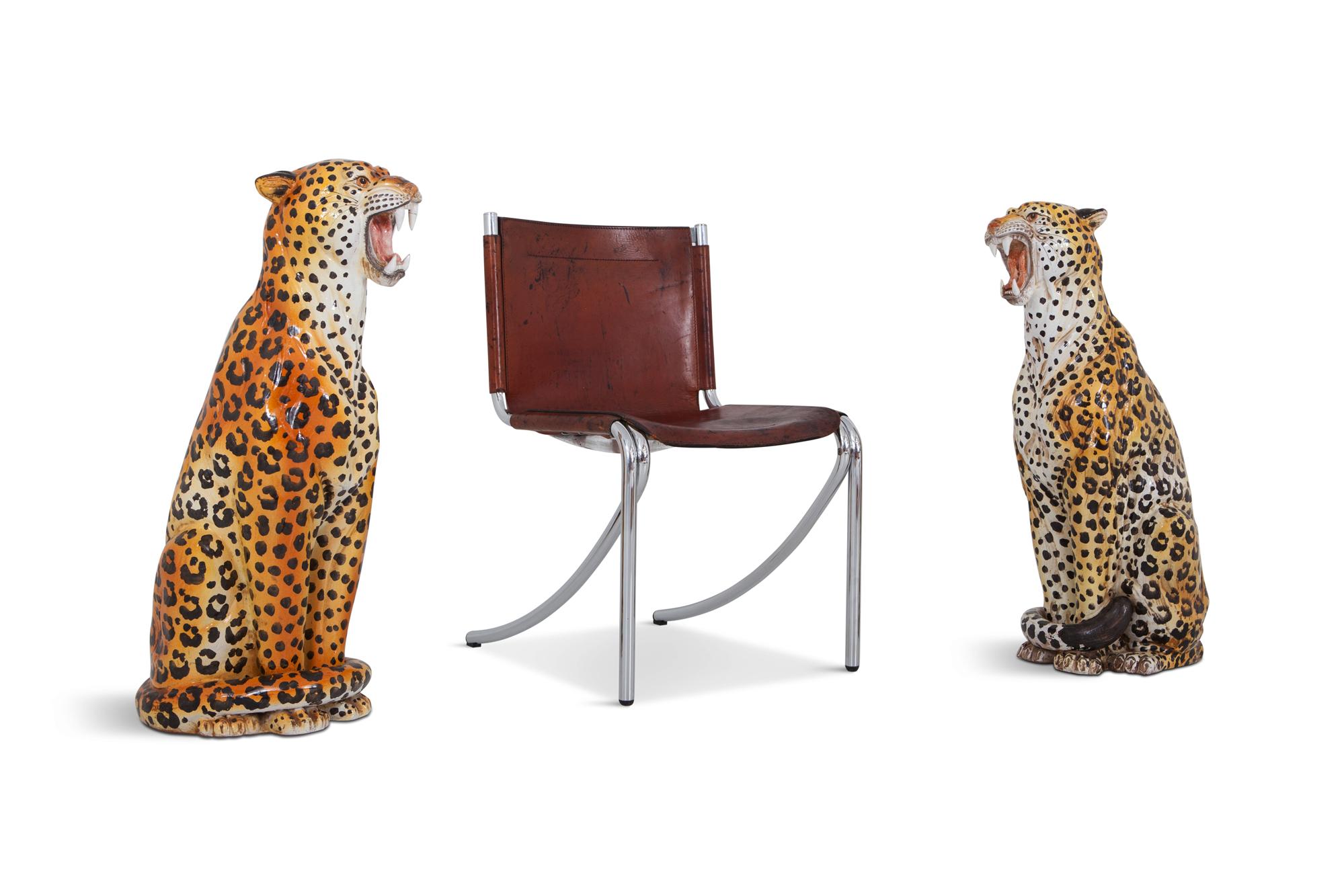 Leopard Ceramic Hand-Painted Sculptures from Italy, 1950s 1