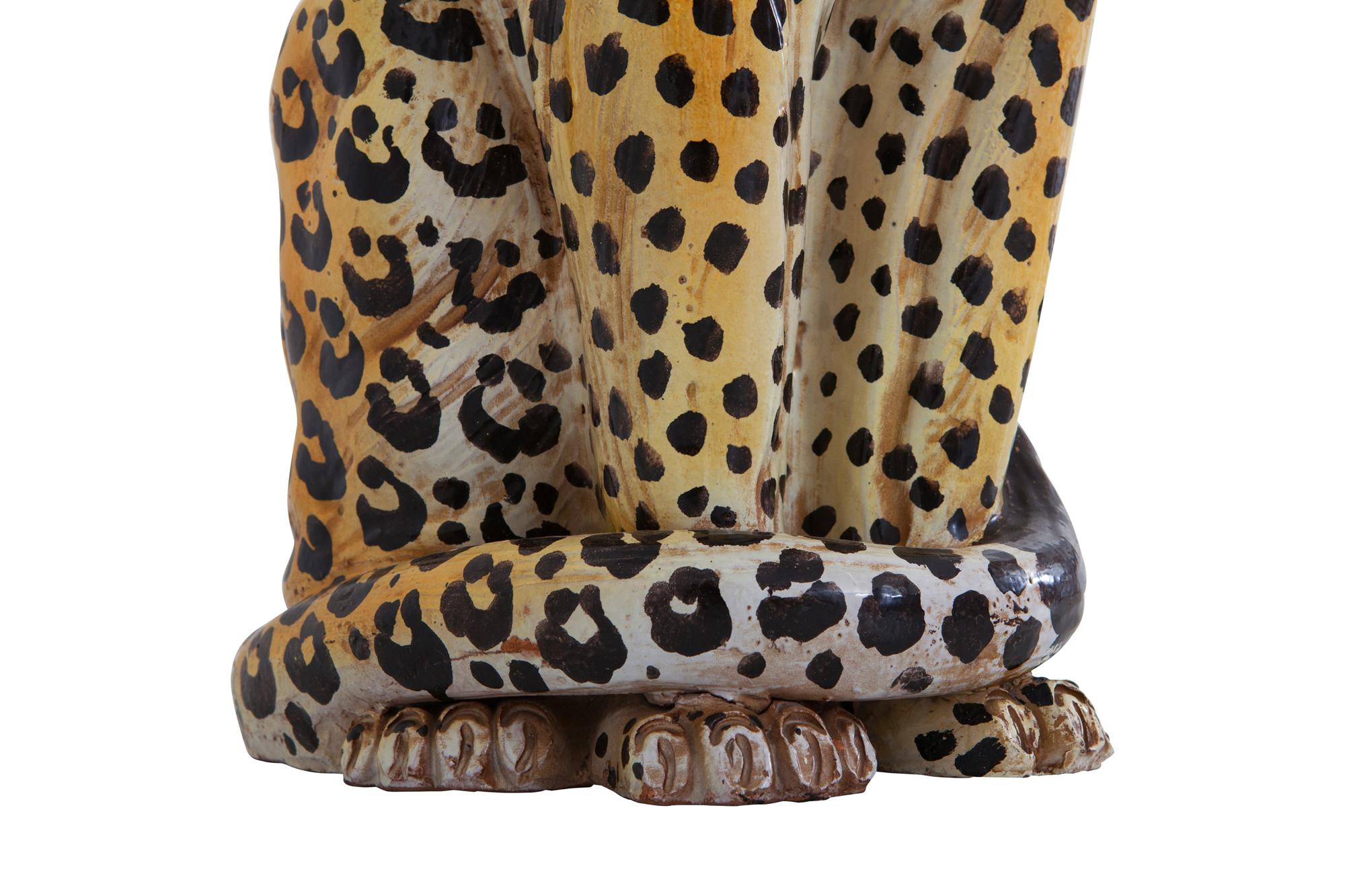 Leopard Ceramic Hand-Painted Sculptures from Italy, 1950s 2