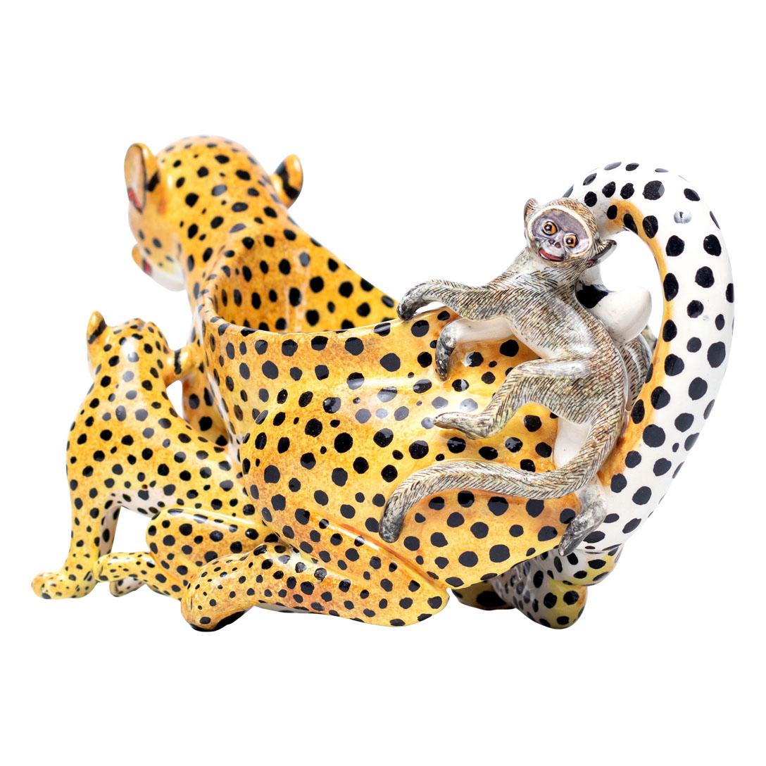 XXI secolo e contemporaneo Ciotola per arachidi in ceramica leopardata, realizzata a mano in Sudafrica in vendita