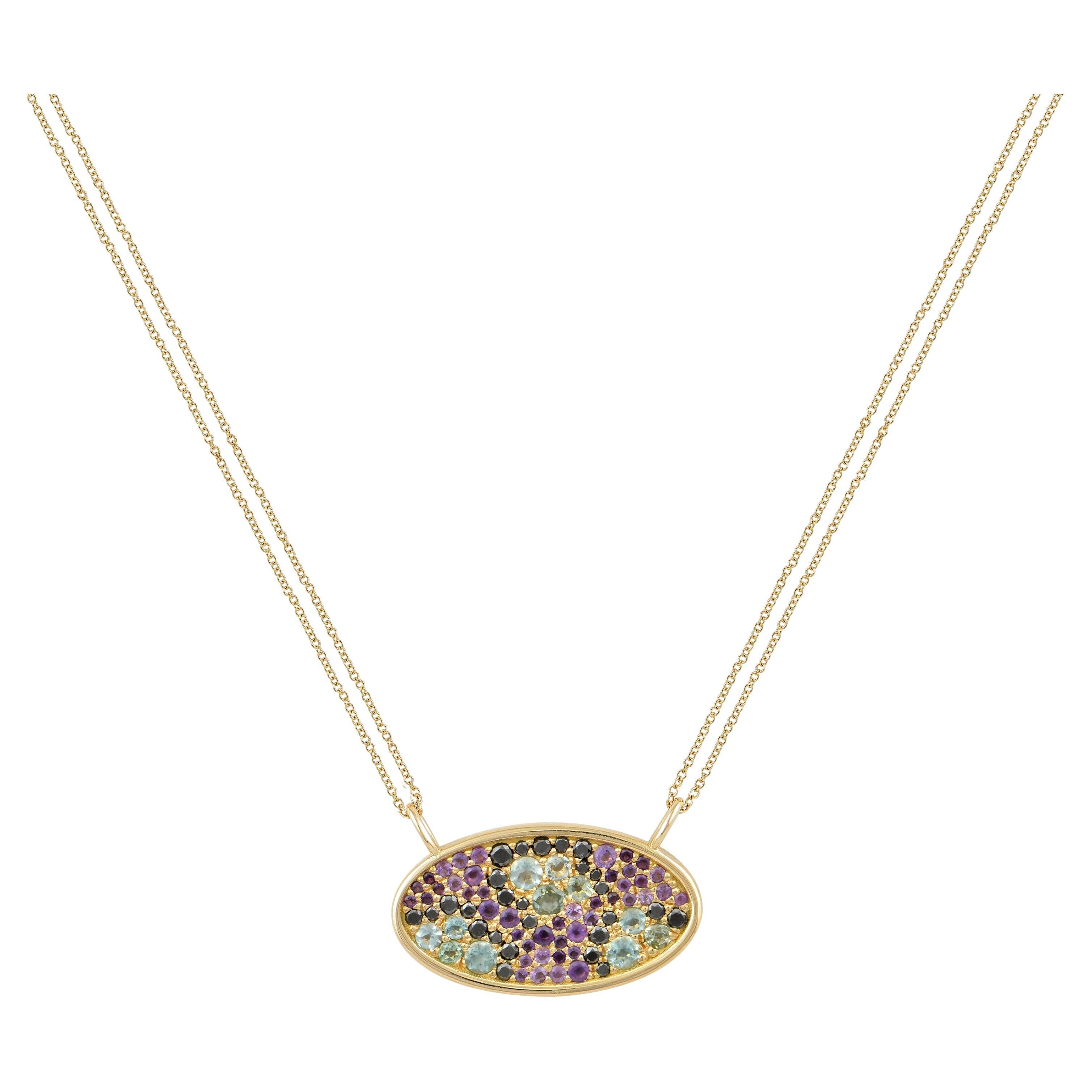 Leopard Crush Pendant in 18 Karat Gold with Diamonds, Amethysts And Grn Beryls For Sale