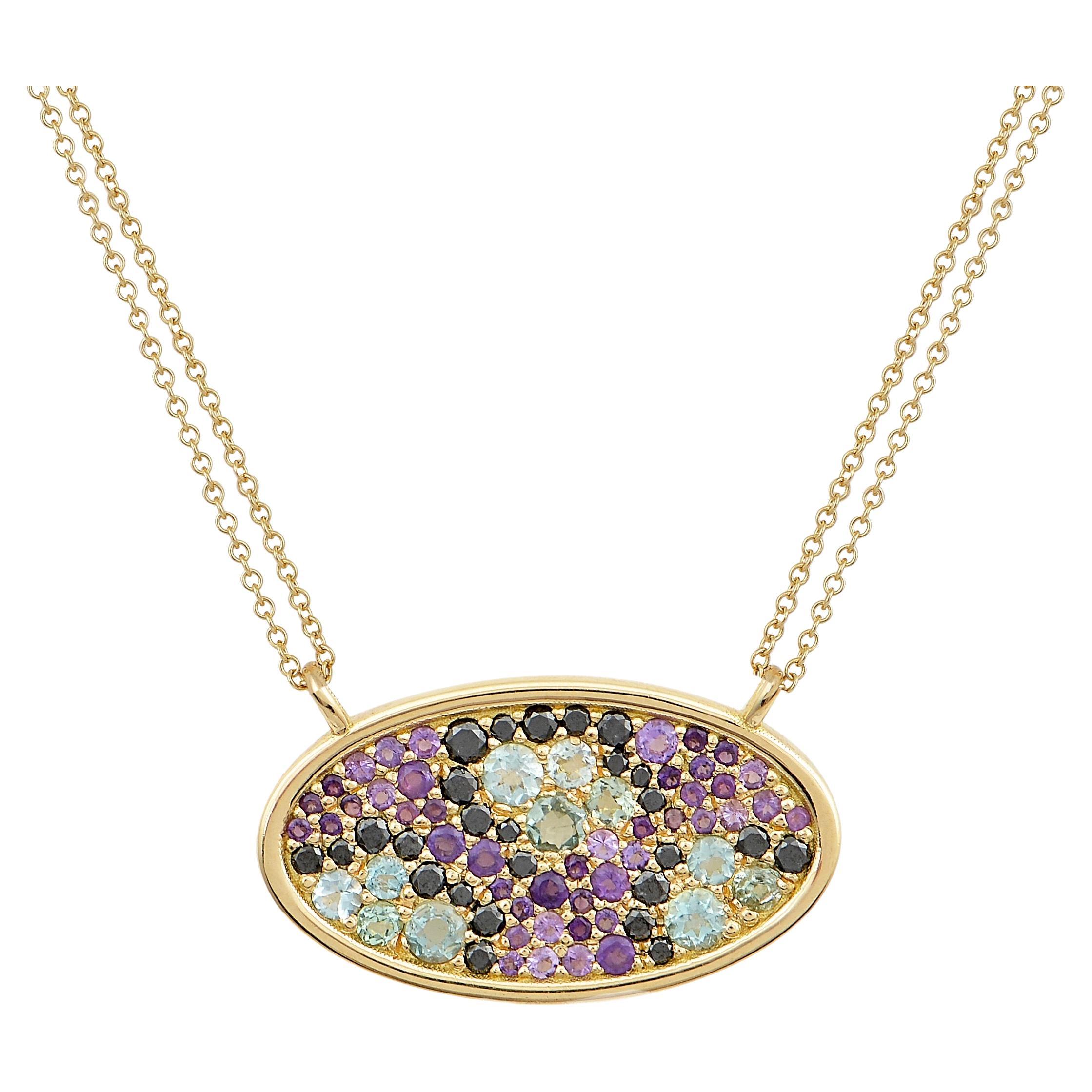 Colorful Stones Leopard Print Pendant in 18 Karat Gold