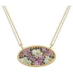 Colorful Stones Leopard Print Pendant in 18 Karat Gold