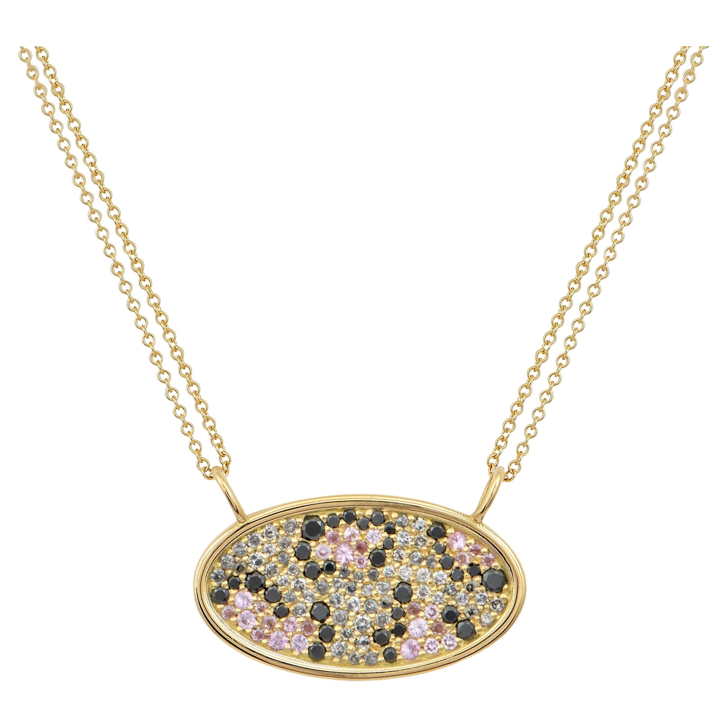 Leopard Crush Pendant in 18 Karat Gold with Diamonds and Pink Sapphires For Sale