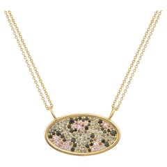 Leopard Crush Pendant in 18 Karat Gold with Diamonds and Pink Sapphires
