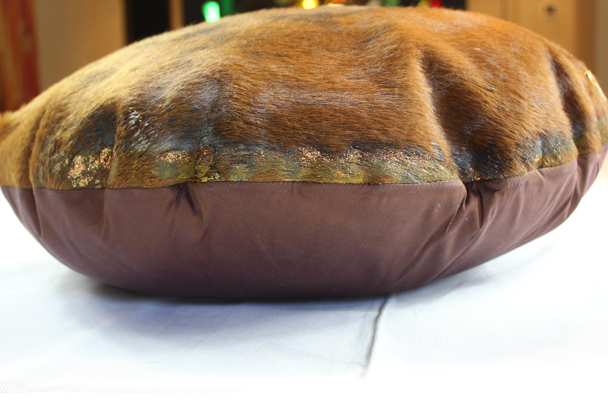 Leopard Cushion, Cow Leather, Made in Italy 4