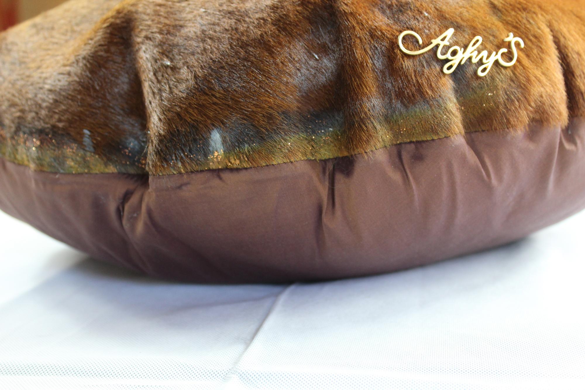 Leopard Cushion, Cow Leather, Made in Italy 1