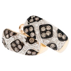 Pendientes Diseño Leopardo Oro 18kt con Diamantes y Esmalte