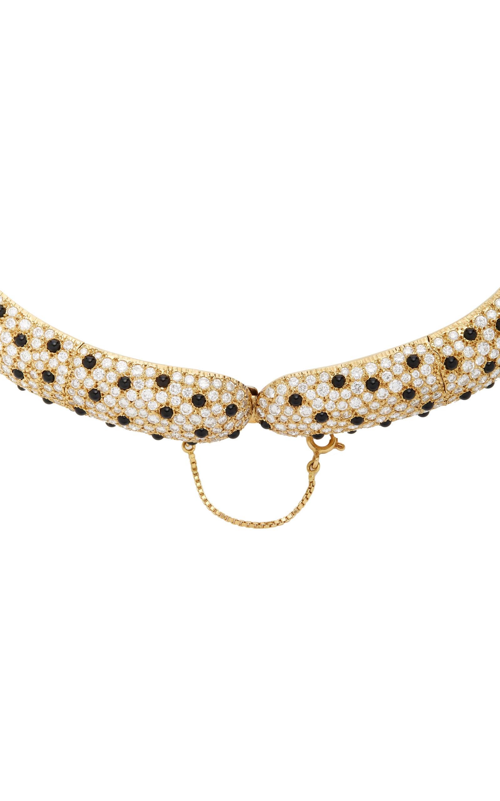 Leopard Diamond Onyx Necklace In Good Condition For Sale In New York, NY