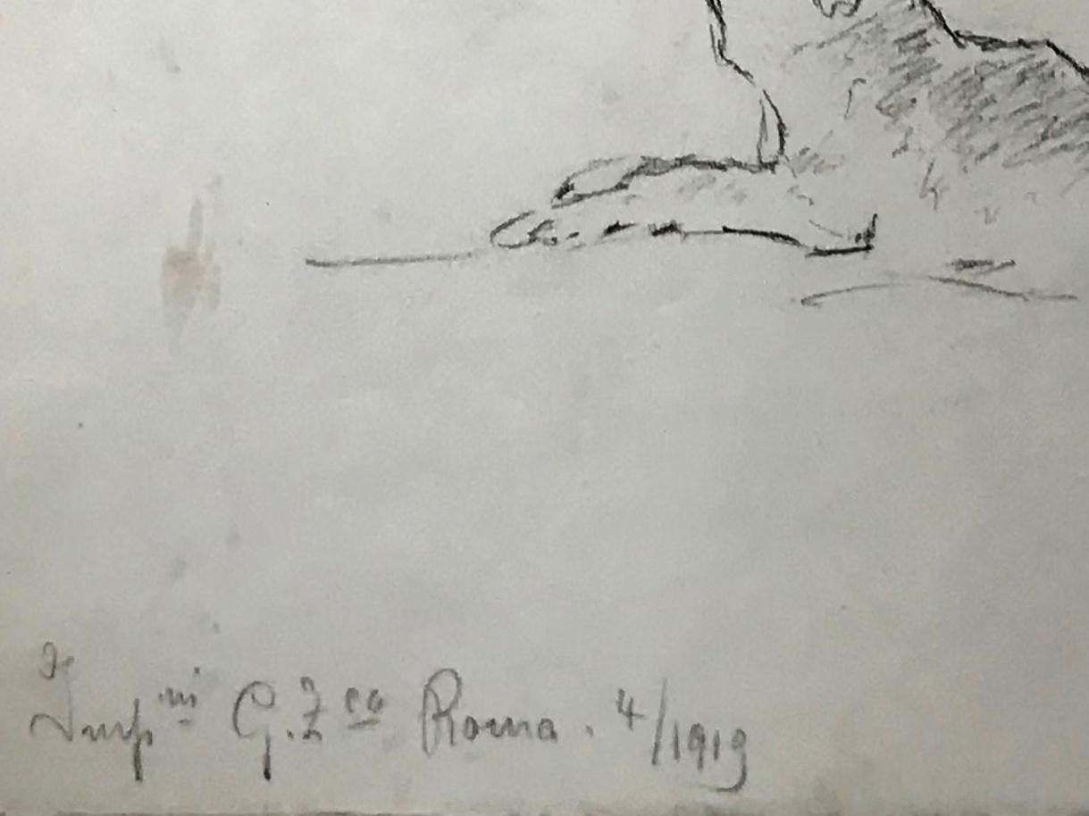 Paper Leopard Drawing, Guido Righetti, 1919