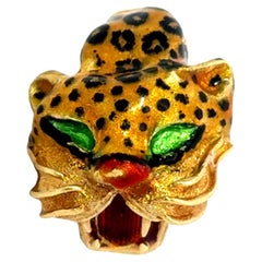 Leopard Enamel Ring 18K Yellow Gold Made in Italy