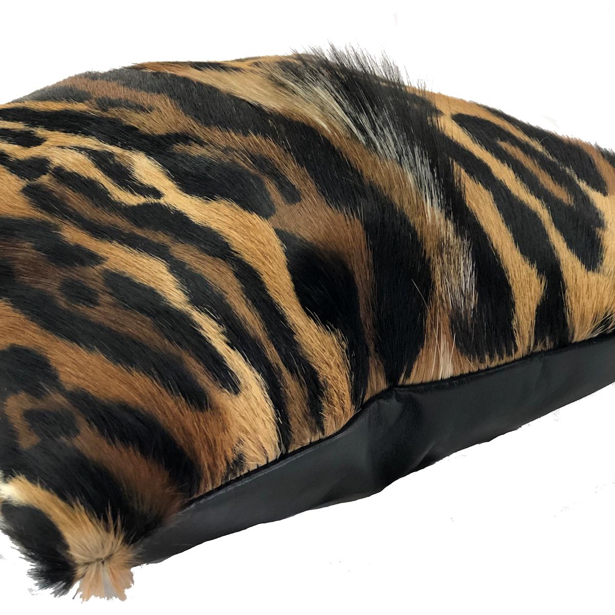 Hand-Crafted Leopard Fur Pillow, Springbok Skin 16x16