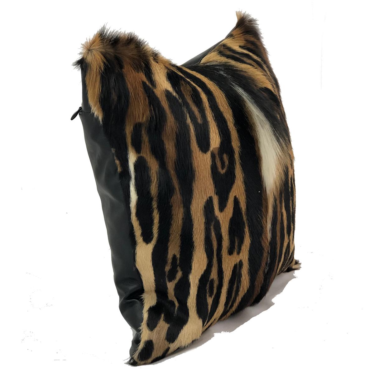 It's the season of wild and exotic leopard prints, so set your interiors free with this glamorous leopard fur pillow. A beautiful designed print, screen printed over an African Springbok skin capturing the natural undertones found in each individual