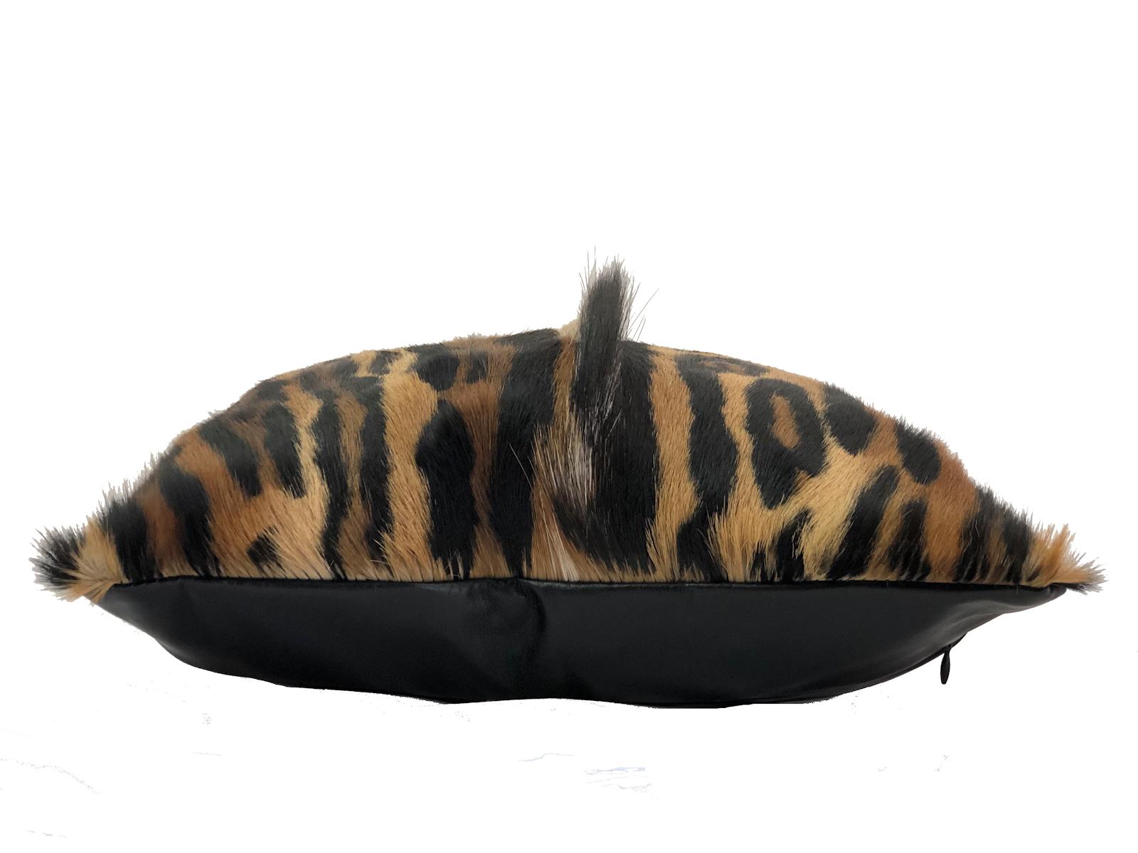 Hollywood Regency Leopard Fur Pillow, Springbok Skin