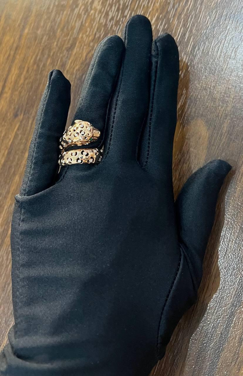 Leopard Jaguar Panther Lion Diamond Emerald 14K Rose Gold Statement Animal Ring For Sale 4