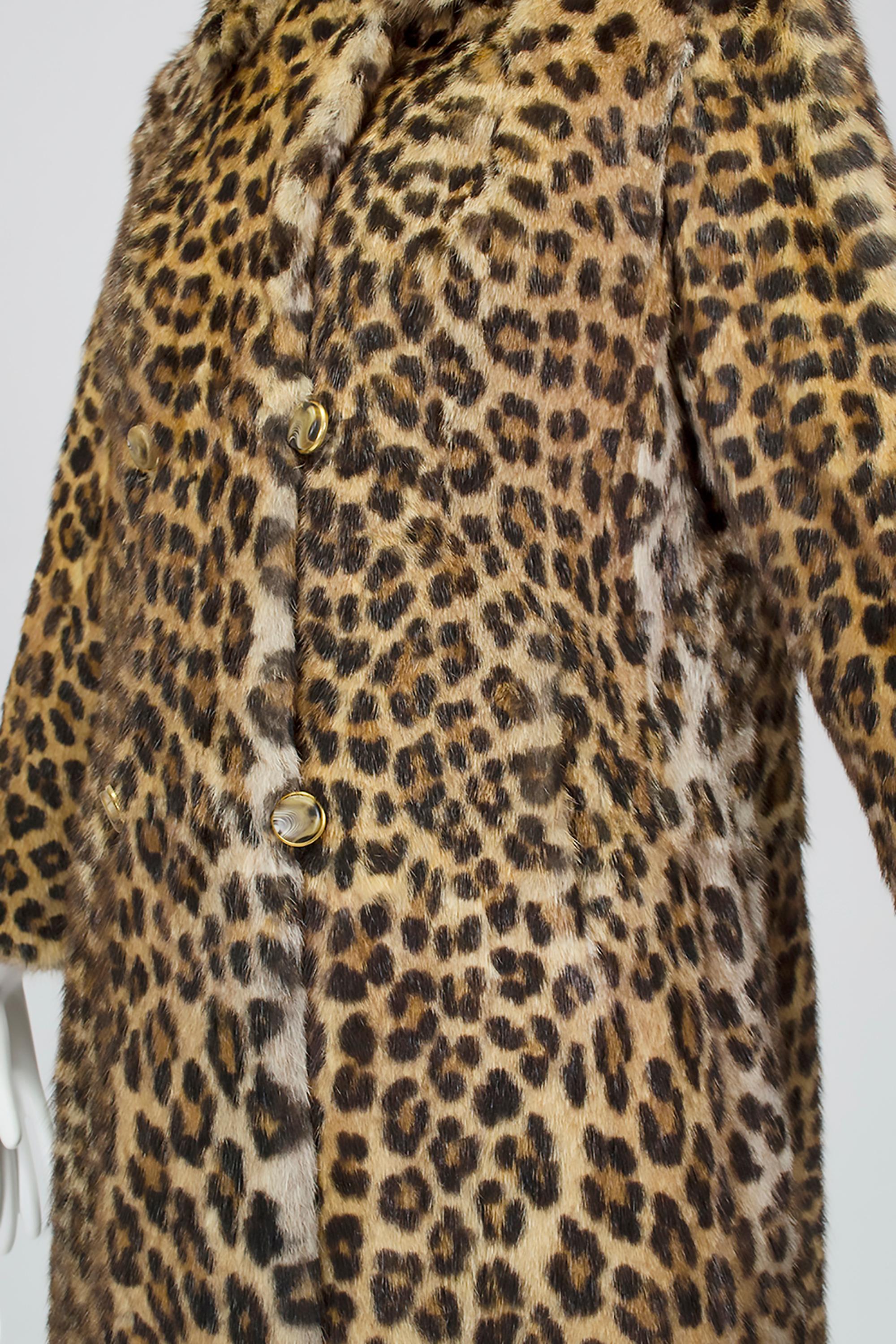 Leopard Mink Double Breasted A-line Fur Mod Strol… - image 3