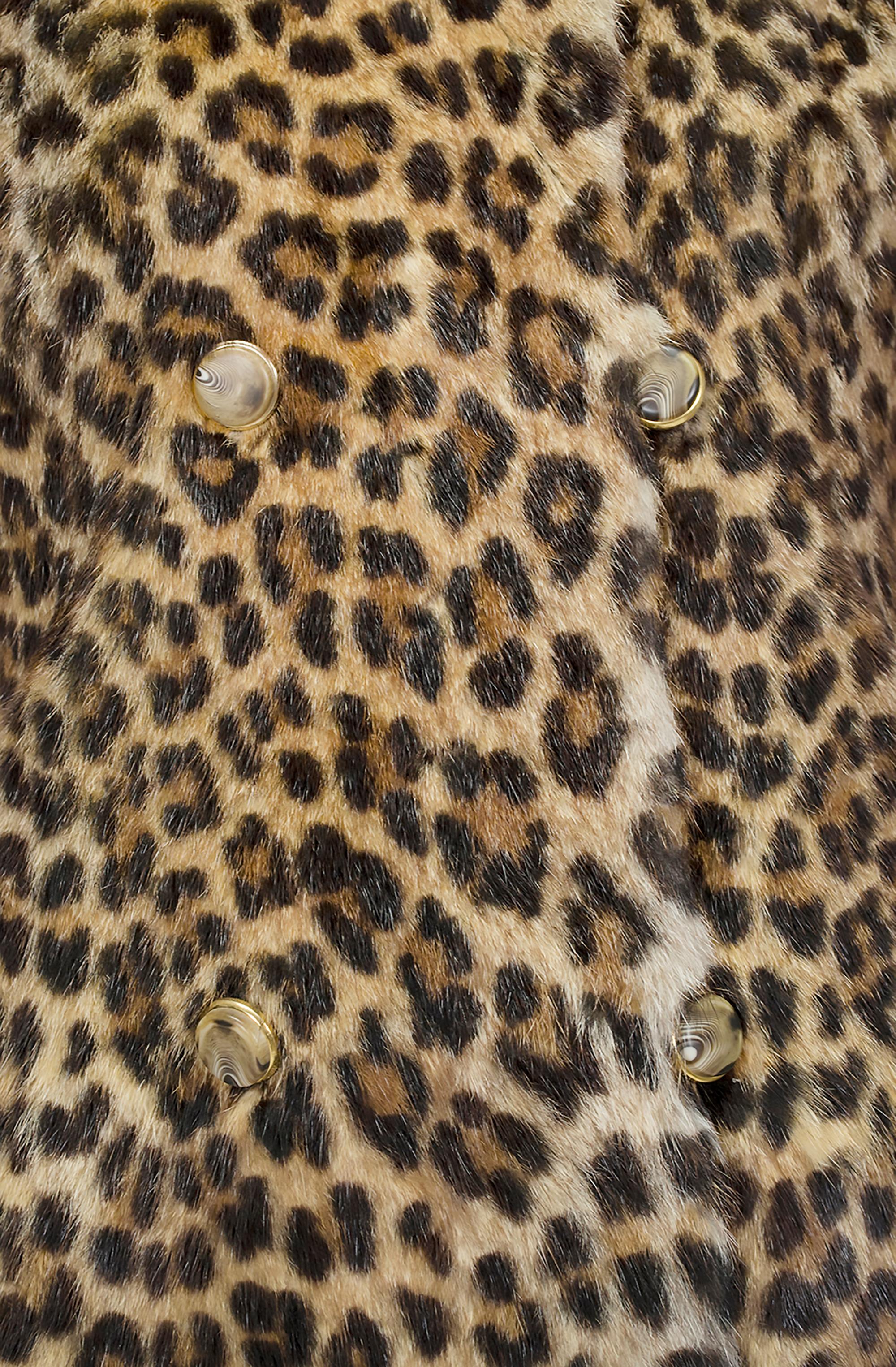 Leopard Mink Double Breasted A-line Fur Mod Strol… - image 5