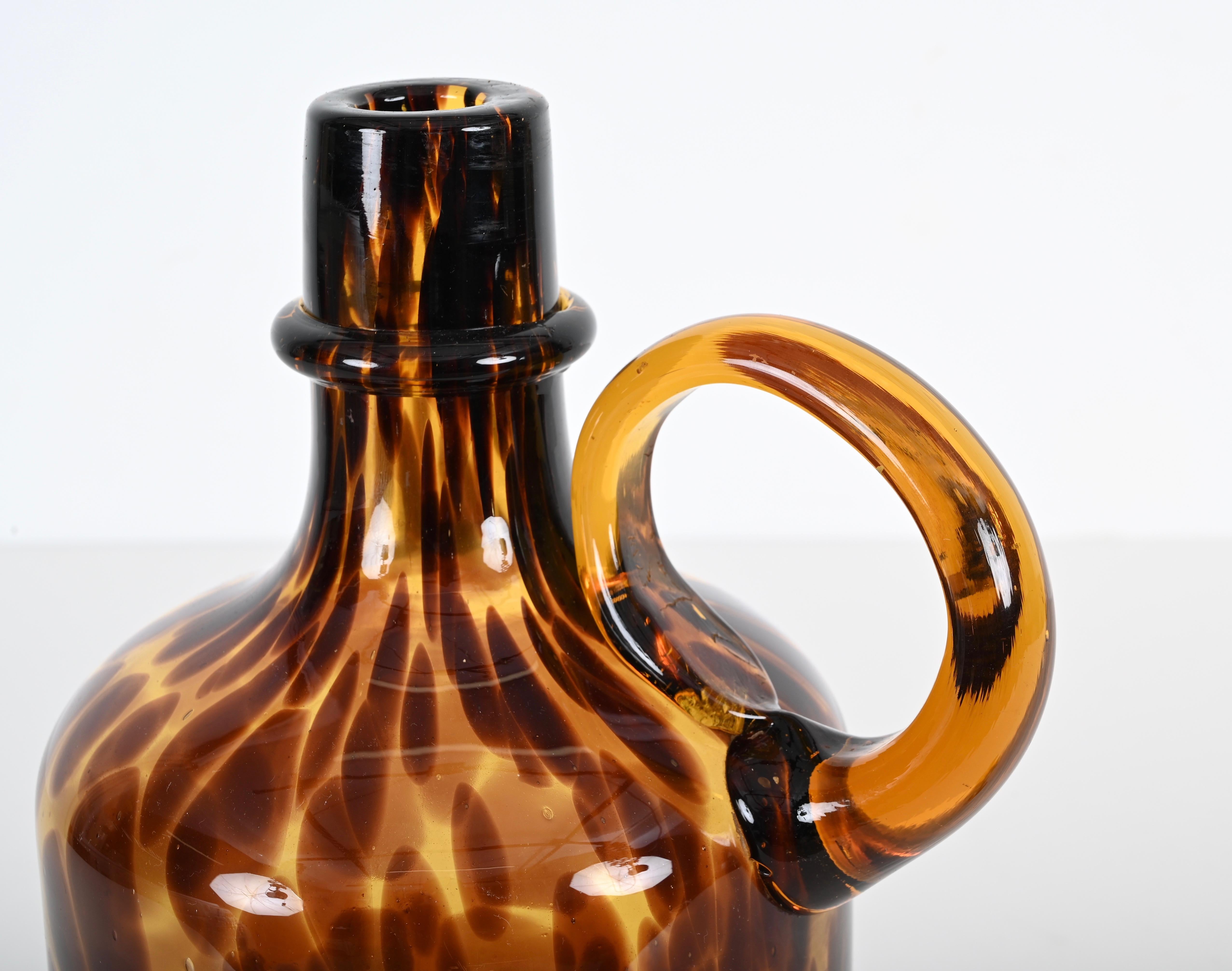 Leopard Murano Art Glass Decorative Pitcher with Brass Cap, Italy 1970s For Sale 7