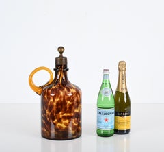 Leopard Murano Art Glass Decorative Pitcher with Brass Cap, Italy 1970s