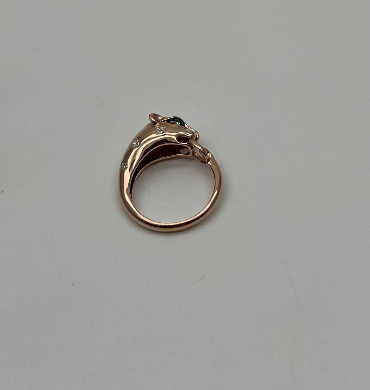 Leopard Panther Cheetah Cat Diamond Flush Set 14K Rose Gold Statement Ring Neuf - En vente à Oakton, VA