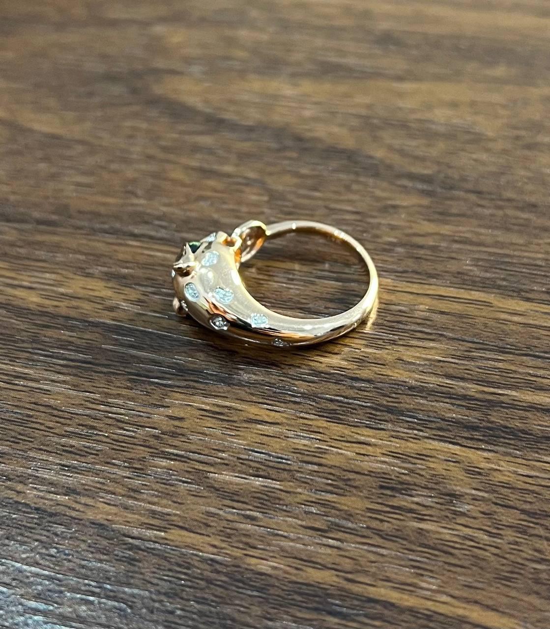 Leopard Panther Cheetah Cat Diamond Flush Set 14K Rose Gold Statement Ring en vente 2