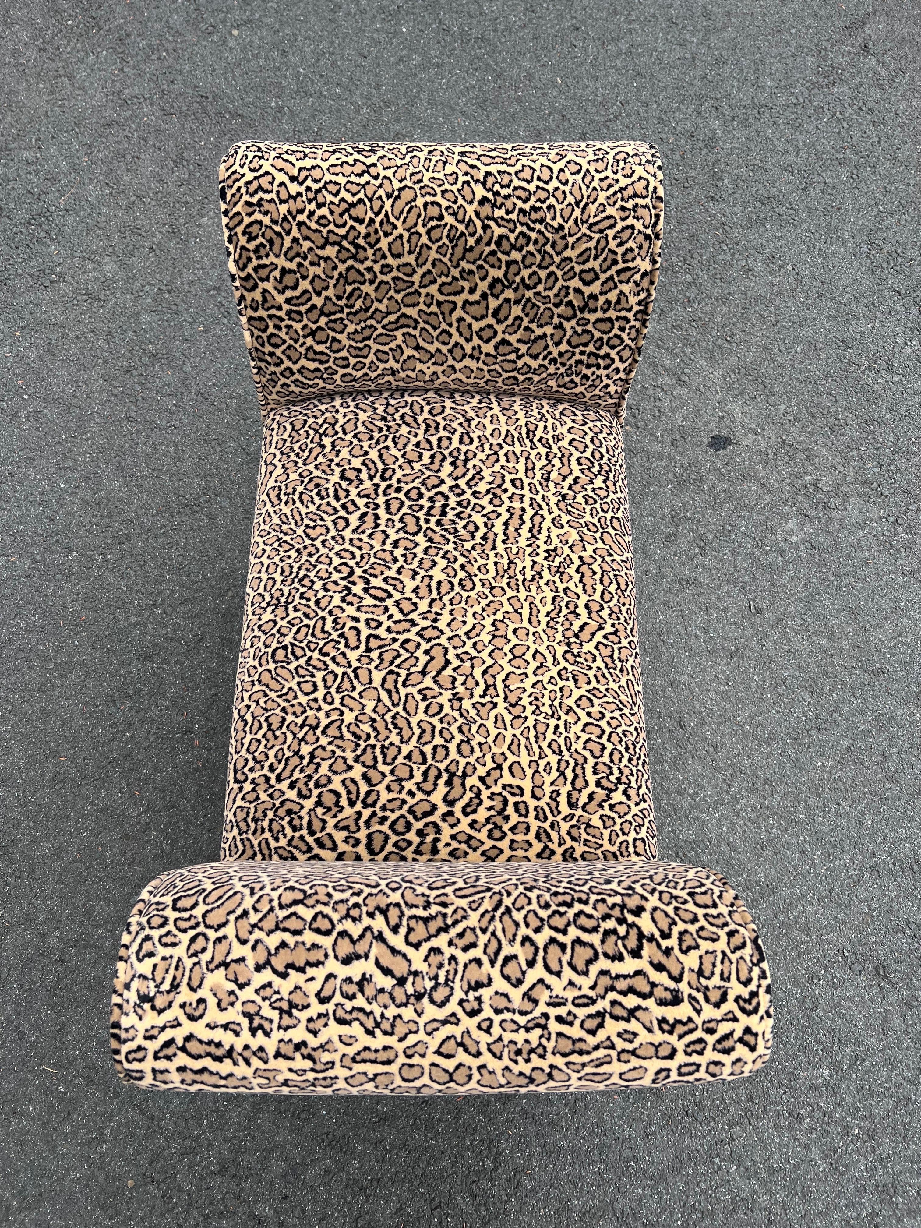 Leopard Patterned Upholstered Bench For Sale 5