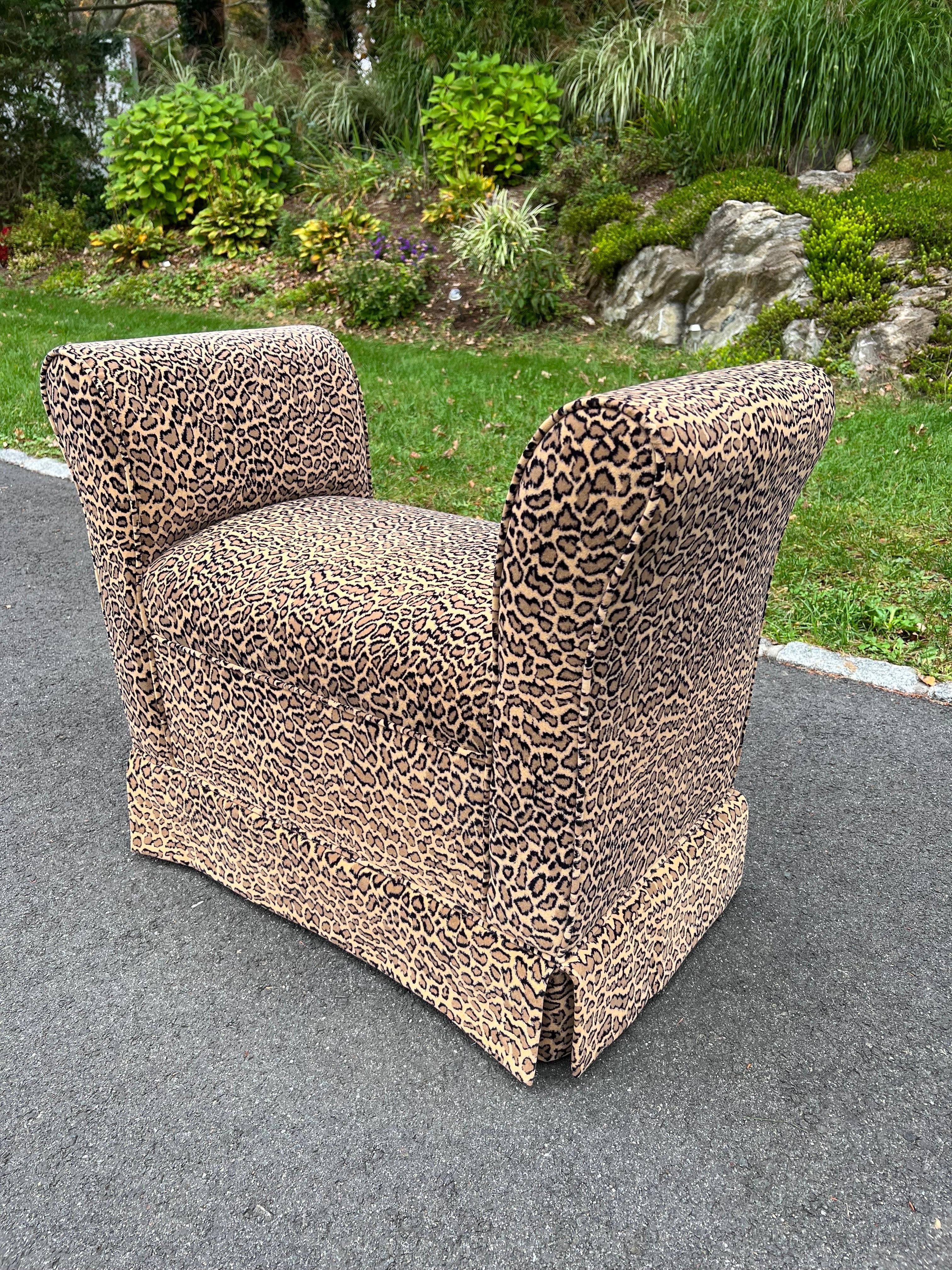 Leopard Patterned Upholstered Bench For Sale 1