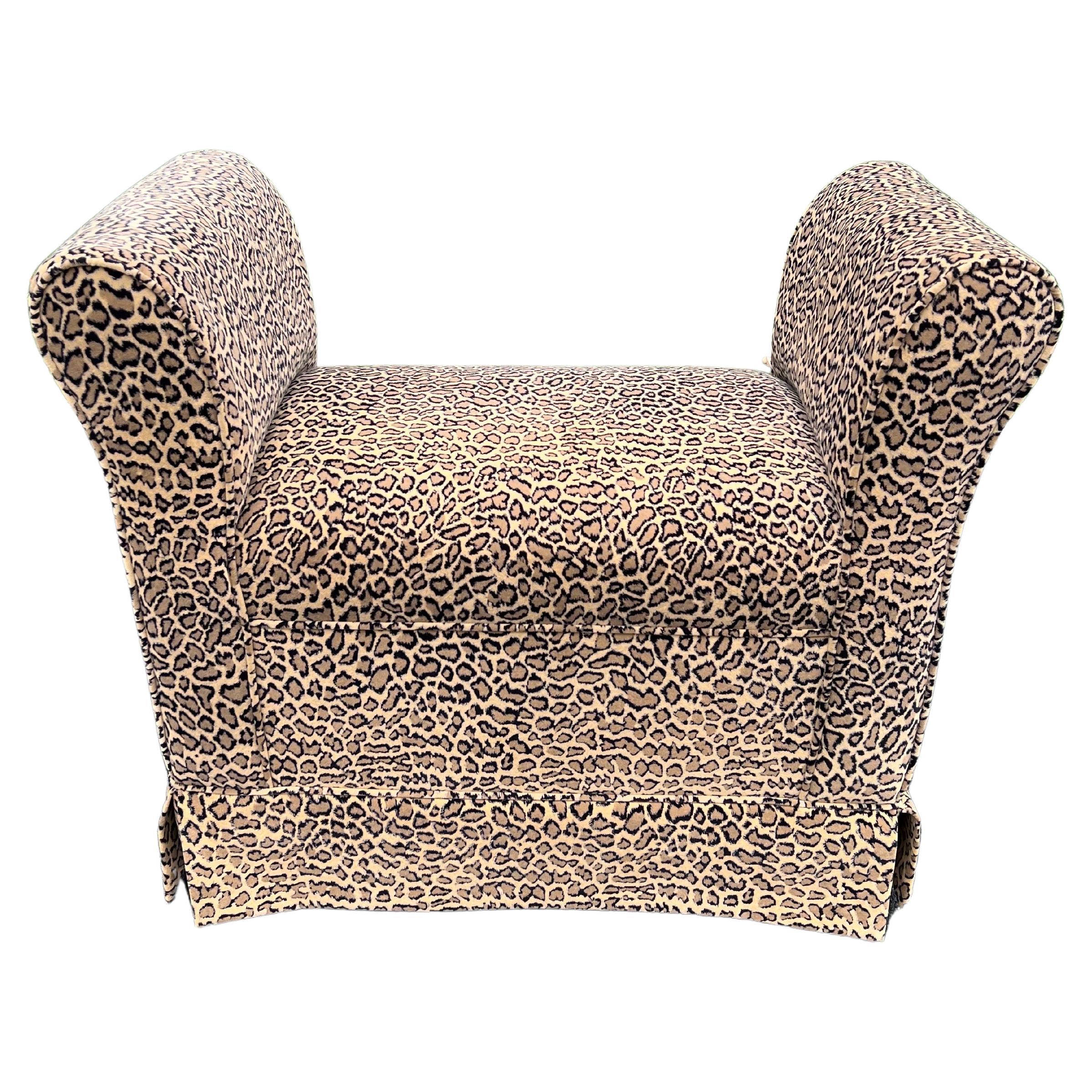 Leopard Patterned Upholstered Bench For Sale