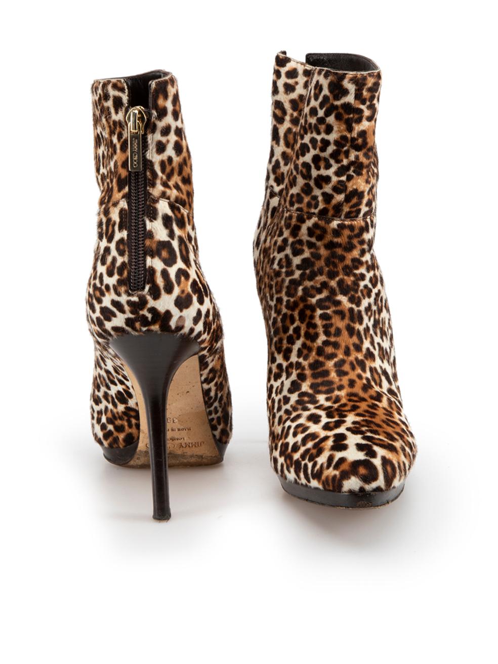 Leopard Pony Hair Stiletto Ankle Boots Size EU 39 In Good Condition For Sale In London, GB
