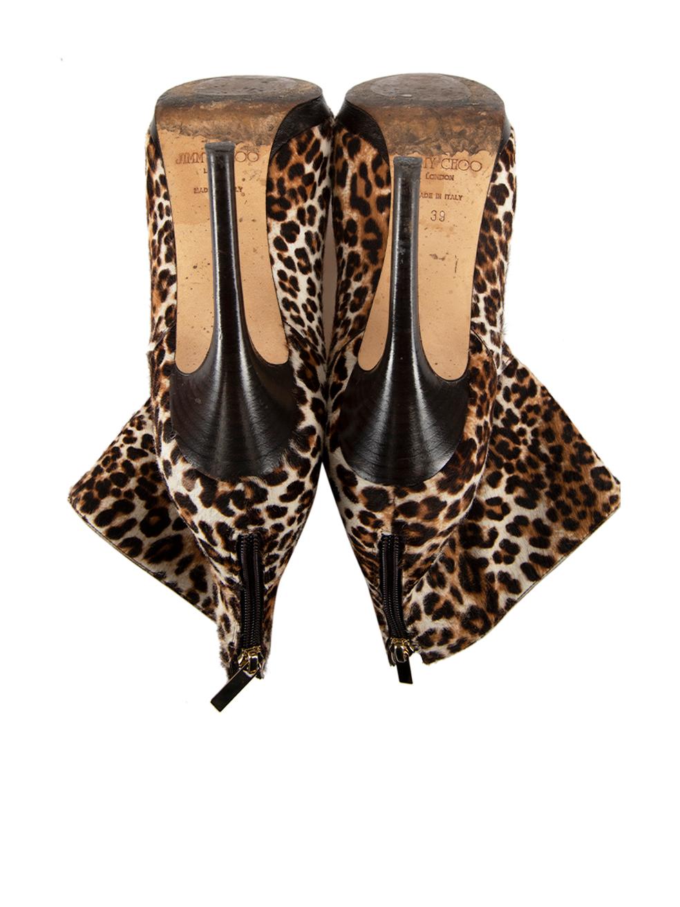 Women's Leopard Pony Hair Stiletto Ankle Boots Size EU 39 For Sale